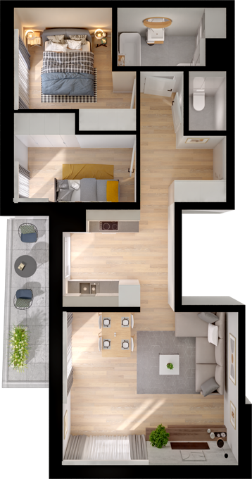Plan 3 pok. 58m²