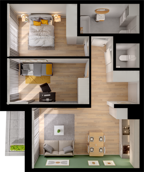 Plan 3 pok. 56m²