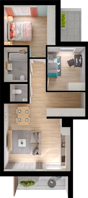 Plan 3 pok. 59m²
