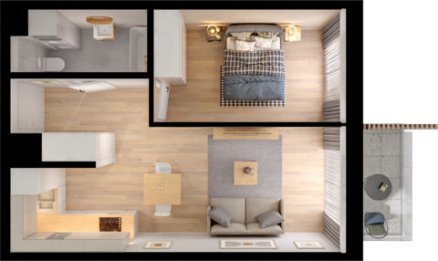 Plan 2 pok. 39m²