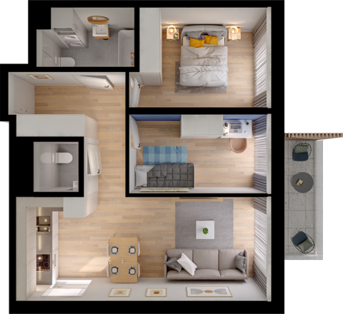 Plan 3 pok. 57m²