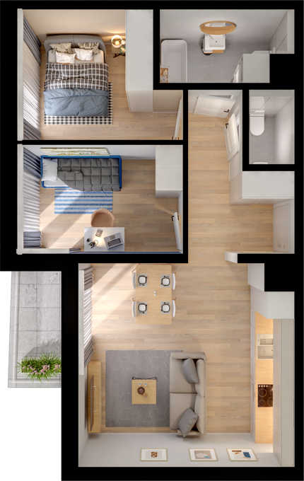 Plan 3 pok. 52m²