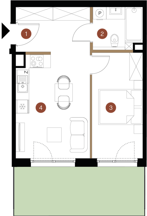 Plan 2 pok. 37m²