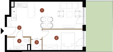 Plan 2 pok. 45m²