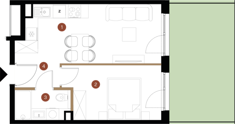 Plan 2 pok. 35m²