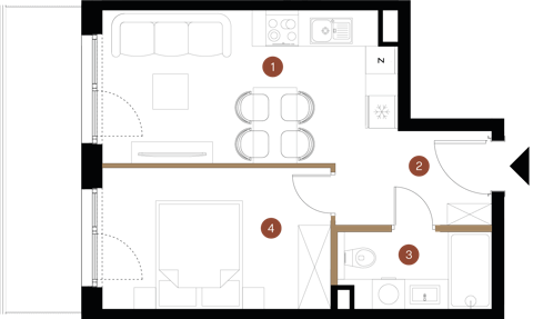 Plan 2 pok. 34m²