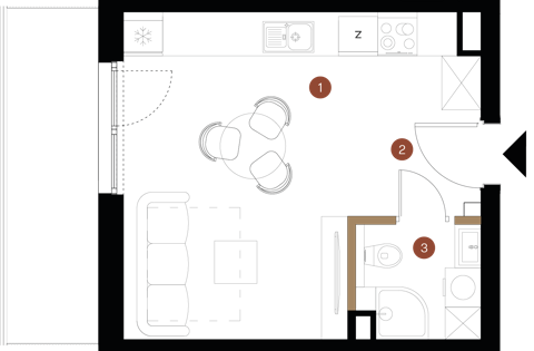 Plan 1 pok. 26m²