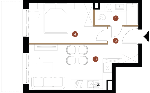 Plan 2 pok. 36m²