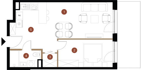 Plan 2 pok. 45m²