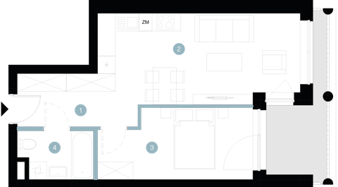 Plan 2 pok. 42m²