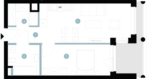 Plan 2 pok. 47m²