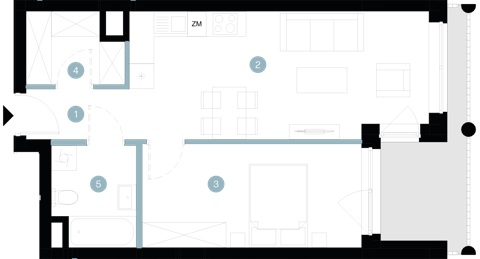 Plan 2 pok. 46m²