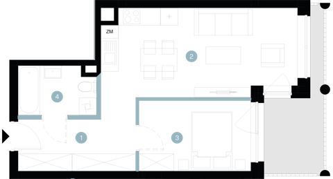 Plan 2 pok. 42m²