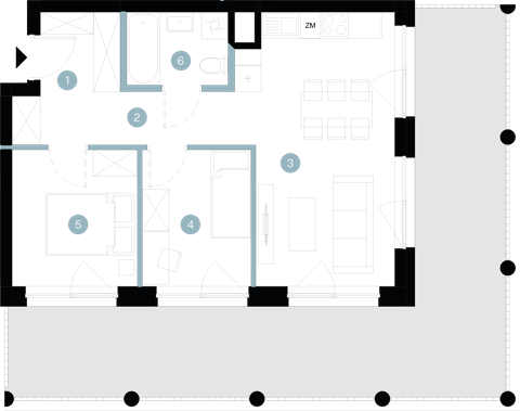 Plan 3 pok. 50m²