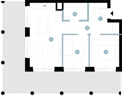 Plan 3 pok. 49m²