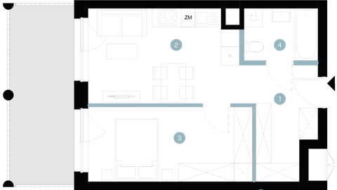 Plan 2 pok. 39m²