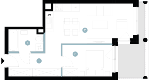 Plan 2 pok. 42m²