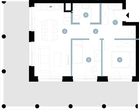 Plan 3 pok. 49m²