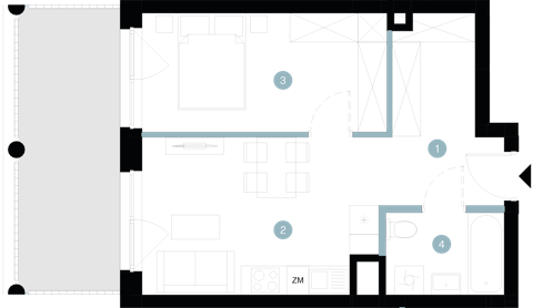 Plan 2 pok. 40m²