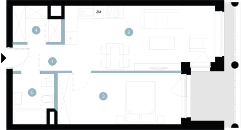 Plan 2 pok. 47m²