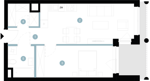 Plan 2 pok. 47m²