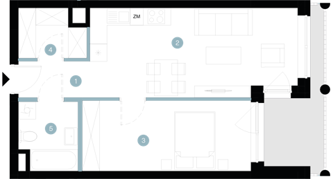 Plan 2 pok. 47m²