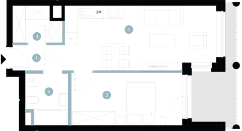 Plan 2 pok. 46m²