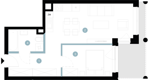 Plan 2 pok. 42m²