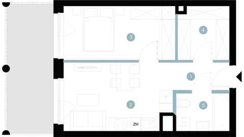 Plan 2 pok. 40m²