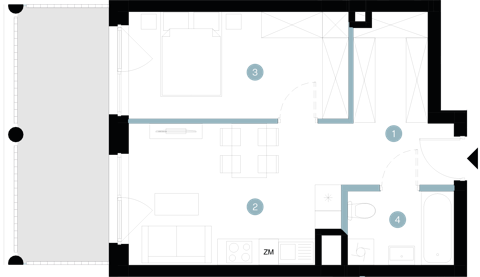 Plan 2 pok. 40m²