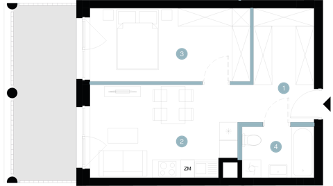 Plan 2 pok. 40m²