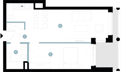 Plan 2 pok. 49m²