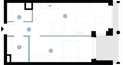 Plan 2 pok. 47m²