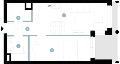 Plan 2 pok. 47m²