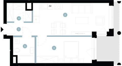 Plan 2 pok. 46m²