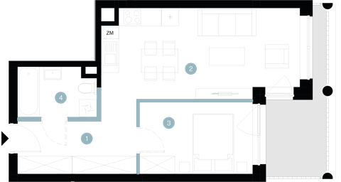 Plan 2 pok. 42m²