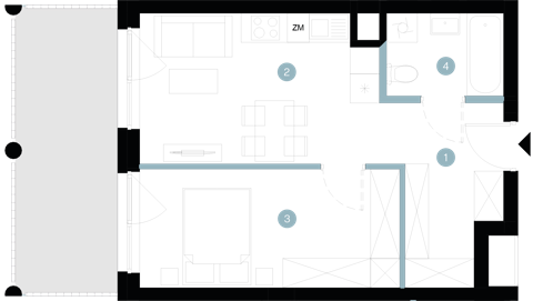 Plan 2 pok. 39m²