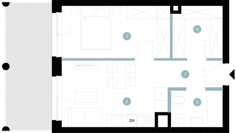 Plan 2 pok. 40m²
