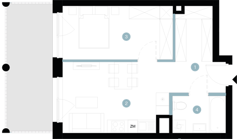 Plan 2 pok. 40m²