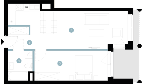 Plan 2 pok. 49m²