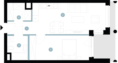 Plan 2 pok. 47m²