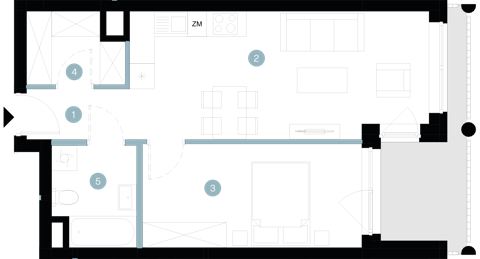 Plan 2 pok. 46m²