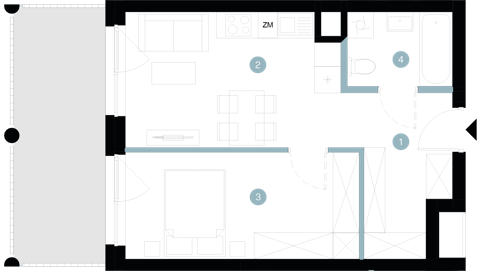 Plan 2 pok. 39m²
