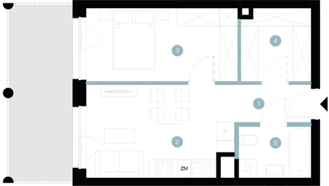 Plan 2 pok. 40m²