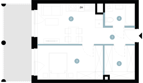 Plan 2 pok. 41m²