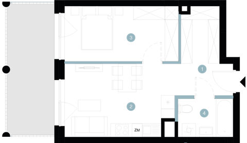 Plan 2 pok. 40m²