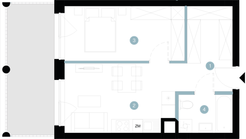 Plan 2 pok. 40m²