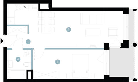 Plan 2 pok. 49m²