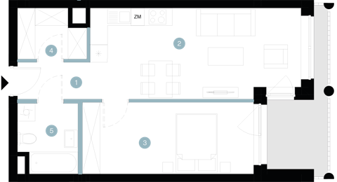 Plan 2 pok. 47m²