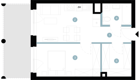 Plan 2 pok. 41m²
